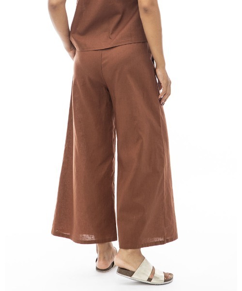 BILLABONG(ビラボン)の「BILLABONG レディース 【CHILLWEAR】 LINEN COTTON WOVEN LONG PANTS ロングパンツ 【2024年夏モデル】/ビラボン総柄ガウチョパンツ(その他パンツ・レディース・ブラウン/アイボリー/マルチ・MEDIUM/LARGE)」の4枚目の写真