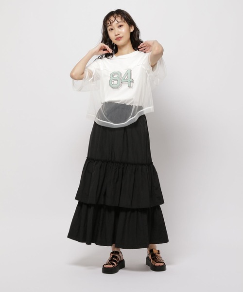 niko and...(ニコアンド)の「シアーナンバリングプルオーバー(Tシャツ/カットソー・レディース・グレー/オフホワイト/ブラック・FREE)」の4枚目の写真