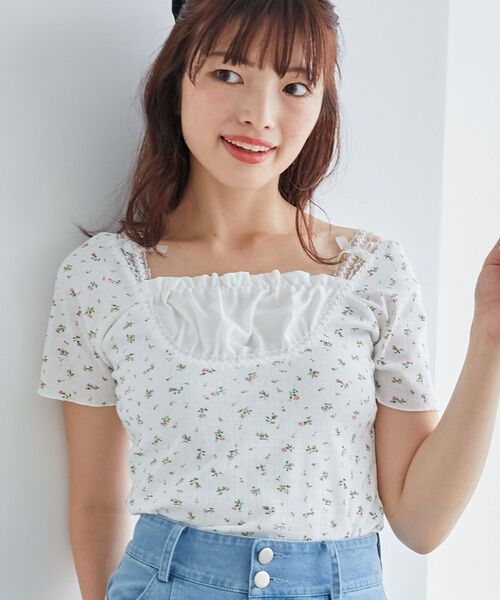 MAJESTIC LEGON（マジェスティックレゴン）の「フロントギャザーフリルTシャツ（Tシャツ/カットソー・レディース・ピンク系その他2/グレー/ブルー系その他2・MEDIUM）」の3枚目の写真