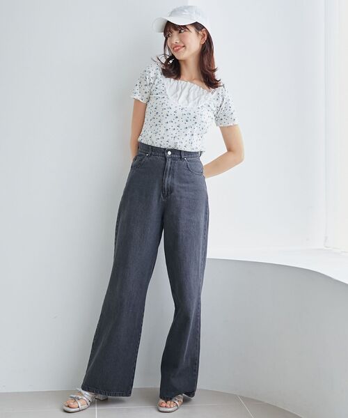 MAJESTIC LEGON（マジェスティックレゴン）の「フロントギャザーフリルTシャツ（Tシャツ/カットソー・レディース・ピンク系その他2/グレー/ブルー系その他2・MEDIUM）」の4枚目の写真