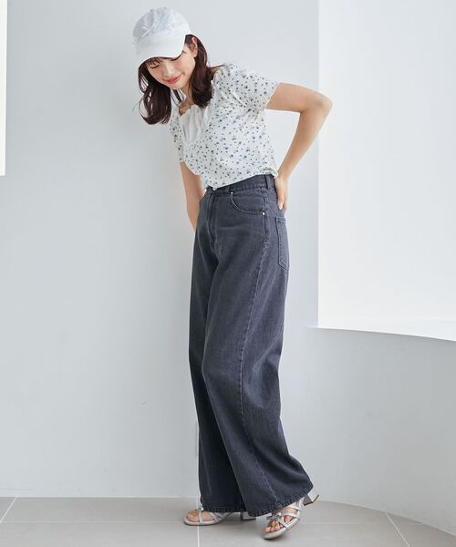 MAJESTIC LEGON（マジェスティックレゴン）の「フロントギャザーフリルTシャツ（Tシャツ/カットソー・レディース・ピンク系その他2/グレー/ブルー系その他2・MEDIUM）」の5枚目の写真