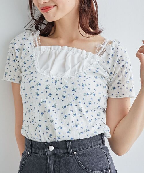 MAJESTIC LEGON（マジェスティックレゴン）の「フロントギャザーフリルTシャツ（Tシャツ/カットソー・レディース・ピンク系その他2/グレー/ブルー系その他2・MEDIUM）」の7枚目の写真