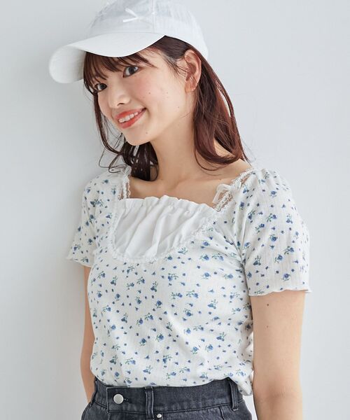 MAJESTIC LEGON（マジェスティックレゴン）の「フロントギャザーフリルTシャツ（Tシャツ/カットソー・レディース・ピンク系その他2/グレー/ブルー系その他2・MEDIUM）」の8枚目の写真