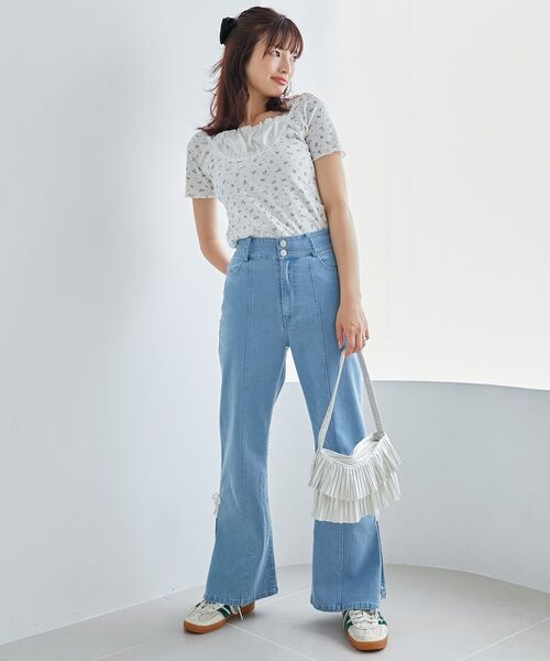 MAJESTIC LEGON（マジェスティックレゴン）の「フロントギャザーフリルTシャツ（Tシャツ/カットソー・レディース・ピンク系その他2/グレー/ブルー系その他2・MEDIUM）」の12枚目の写真