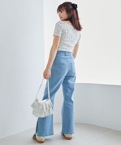 MAJESTIC LEGON（マジェスティックレゴン）の「フロントギャザーフリルTシャツ（Tシャツ/カットソー・レディース・ピンク系その他2/グレー/ブルー系その他2・MEDIUM）」の14枚目の写真