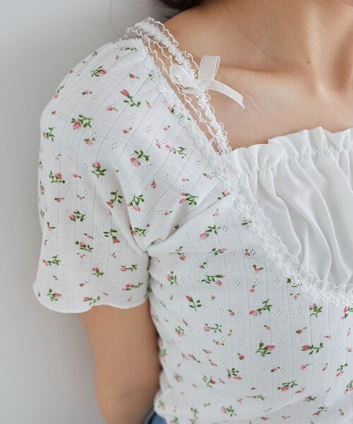 MAJESTIC LEGON（マジェスティックレゴン）の「フロントギャザーフリルTシャツ（Tシャツ/カットソー・レディース・ピンク系その他2/グレー/ブルー系その他2・MEDIUM）」の18枚目の写真