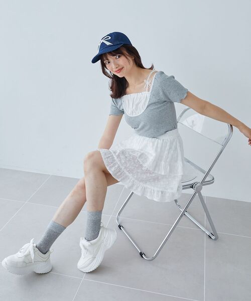 MAJESTIC LEGON（マジェスティックレゴン）の「フロントギャザーフリルTシャツ（Tシャツ/カットソー・レディース・ピンク系その他2/グレー/ブルー系その他2・MEDIUM）」の19枚目の写真