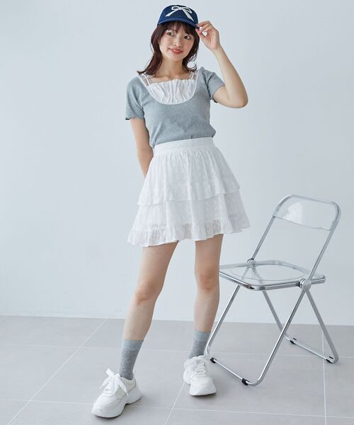 MAJESTIC LEGON（マジェスティックレゴン）の「フロントギャザーフリルTシャツ（Tシャツ/カットソー・レディース・ピンク系その他2/グレー/ブルー系その他2・MEDIUM）」の20枚目の写真