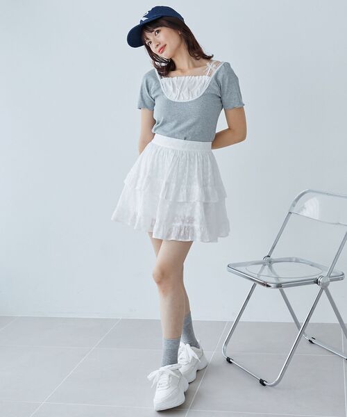 MAJESTIC LEGON（マジェスティックレゴン）の「フロントギャザーフリルTシャツ（Tシャツ/カットソー・レディース・ピンク系その他2/グレー/ブルー系その他2・MEDIUM）」の21枚目の写真