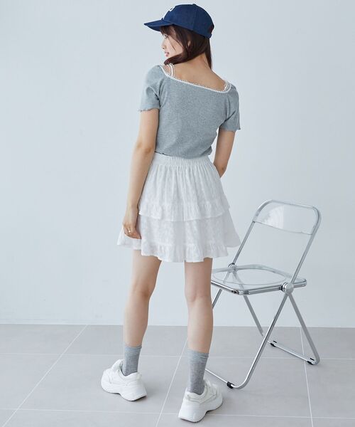 MAJESTIC LEGON（マジェスティックレゴン）の「フロントギャザーフリルTシャツ（Tシャツ/カットソー・レディース・ピンク系その他2/グレー/ブルー系その他2・MEDIUM）」の22枚目の写真