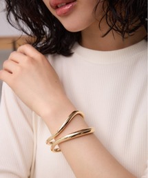 AZUL by moussy | ニュアンスカーブダブルリングバングル(ブレスレット)