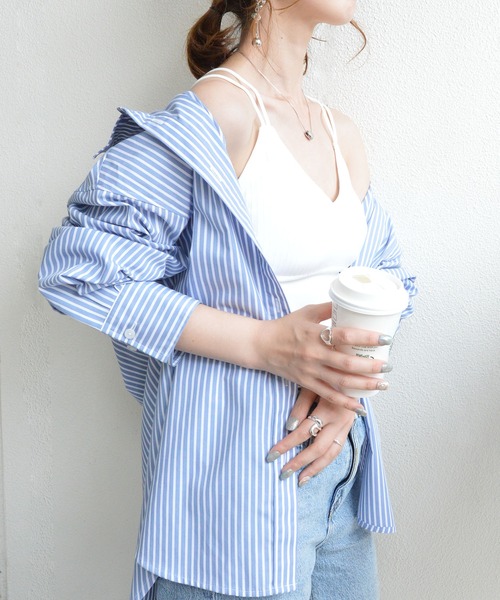 styiro(スタイロ)の「カップインダブルストラップ シームレスブラトップキャミ ノンワイヤー(キャミソール・レディース・ブラック/ホワイト/ミント/オレンジ・FREE)」の10枚目の写真