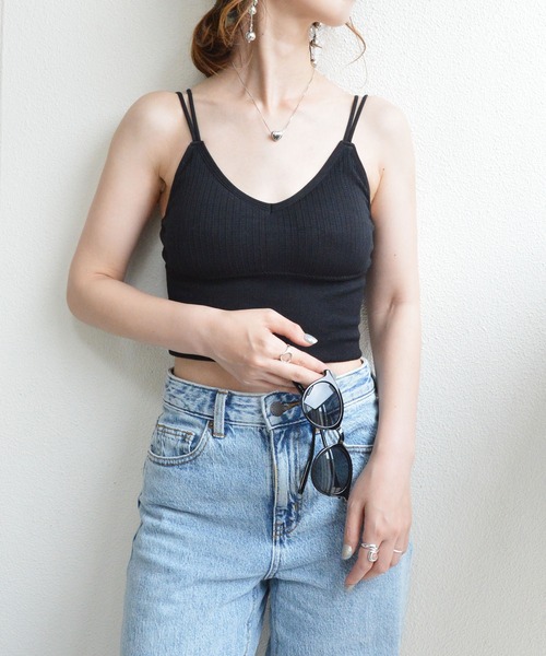styiro(スタイロ)の「カップインダブルストラップ シームレスブラトップキャミ ノンワイヤー(キャミソール・レディース・ブラック/ホワイト/ミント/オレンジ・FREE)」の6枚目の写真