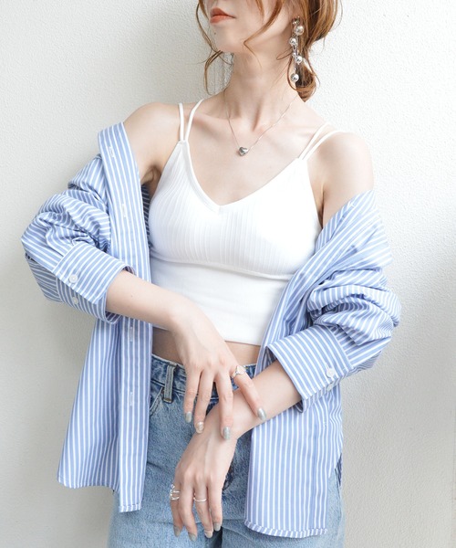 styiro(スタイロ)の「カップインダブルストラップ シームレスブラトップキャミ ノンワイヤー(キャミソール・レディース・ブラック/ホワイト/ミント/オレンジ・FREE)」の16枚目の写真