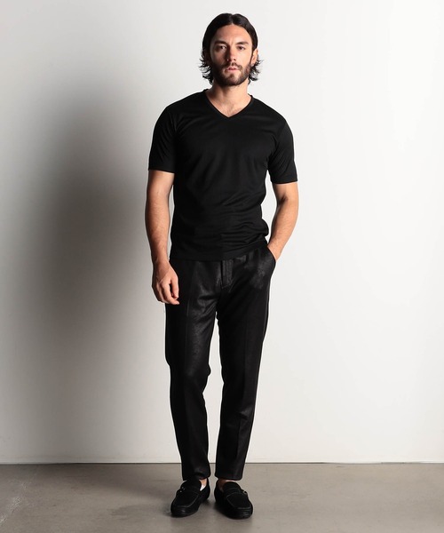 HIDEAWAYS NICOLE（ハイダウェイニコル）の「ブロックストレッチＶネック半袖プルオーバー（Tシャツ/カットソー・メンズ・オフホワイト/ブラック/シルバーグレー/ロイヤルブルー・MEDIUM/LARGE/X-LARGE）」の7枚目の写真