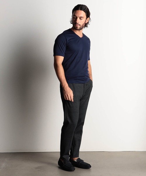 HIDEAWAYS NICOLE（ハイダウェイニコル）の「ブロックストレッチＶネック半袖プルオーバー（Tシャツ/カットソー・メンズ・オフホワイト/ブラック/シルバーグレー/ロイヤルブルー・MEDIUM/LARGE/X-LARGE）」の8枚目の写真