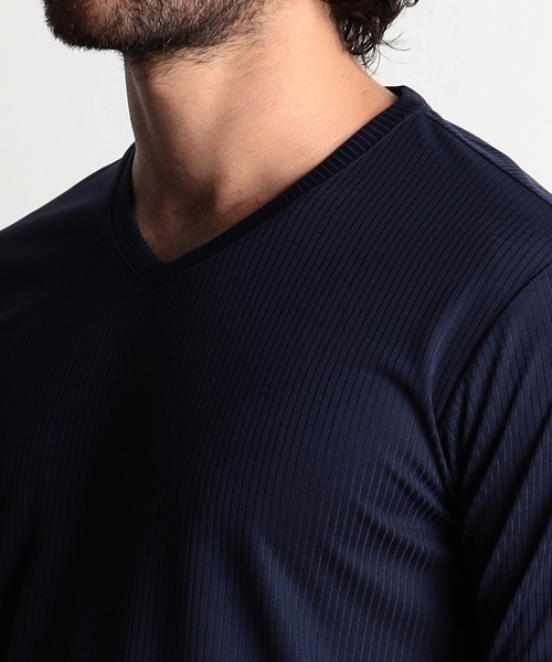 HIDEAWAYS NICOLE（ハイダウェイニコル）の「ブロックストレッチＶネック半袖プルオーバー（Tシャツ/カットソー・メンズ・オフホワイト/ブラック/シルバーグレー/ロイヤルブルー・MEDIUM/LARGE/X-LARGE）」の11枚目の写真