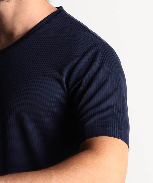 HIDEAWAYS NICOLE（ハイダウェイニコル）の「ブロックストレッチＶネック半袖プルオーバー（Tシャツ/カットソー・メンズ・オフホワイト/ブラック/シルバーグレー/ロイヤルブルー・MEDIUM/LARGE/X-LARGE）」の12枚目の写真