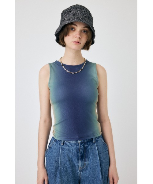 Miaou 青色 花柄 シースルータンクトップ MOUSSY（マウジー）の「SUMMER GRADATION タンクトップ（タンク