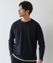 ハニカムボーダーフェイクレイヤードクルーネックロンT