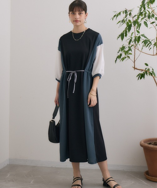 Paradise Picnic(パラダイスピクニック)の「アレンジリボンウエストワンピース(ワンピース・レディース・ブラック/ブルー/ベージュ・FREE)」の1枚目の写真