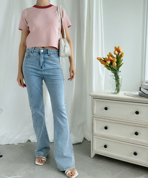 aimoha（アイモハ）の「カラフルバインダーネックTシャツ（Tシャツ/カットソー・レディース・ブルー/オフホワイト/ピンク/ベージュ/グリーン・MEDIUM）」の15枚目の写真