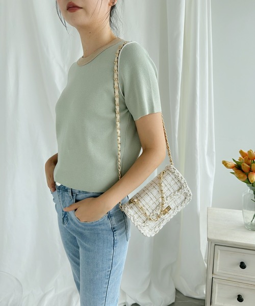 aimoha（アイモハ）の「カラフルバインダーネックTシャツ（Tシャツ/カットソー・レディース・ブルー/オフホワイト/ピンク/ベージュ/グリーン・MEDIUM）」の21枚目の写真