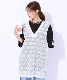 ◆【前後2WAY】コーデのアクセントに ミドル丈レースジレ