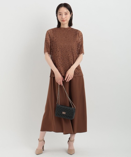 Andemiu（アンデミュウ）の「【WEB/一部店舗限定】レースブラウス×サテンワンピース121379（ドレス・レディース・カーキ/ダークブラウン/ブラック・FREE）」の3枚目の写真