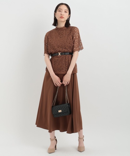 Andemiu（アンデミュウ）の「【WEB/一部店舗限定】レースブラウス×サテンワンピース121379（ドレス・レディース・カーキ/ダークブラウン/ブラック・FREE）」の5枚目の写真