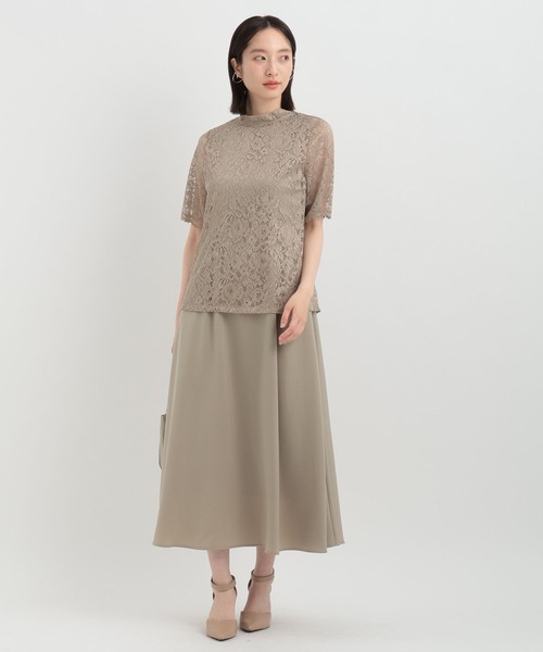 Andemiu（アンデミュウ）の「【WEB/一部店舗限定】レースブラウス×サテンワンピース121379（ドレス・レディース・カーキ/ダークブラウン/ブラック・FREE）」の7枚目の写真