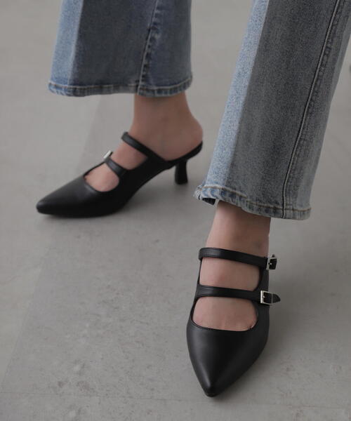 FREE'S MART（フリーズマート）の「◆スクエアバックルミュール（その他シューズ・レディース・ブラック/ブルー/ホワイト・SMALL/MEDIUM）」の3枚目の写真