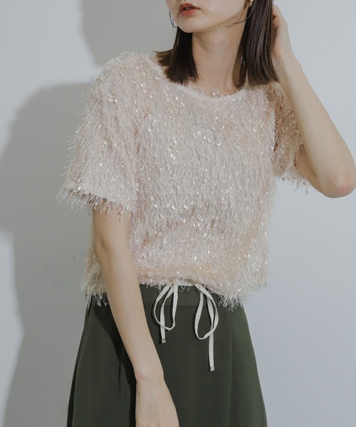 SENSE OF PLACE by URBAN RESEARCH（センスオブプレイスバイアーバンリサーチ）の「フリンジテープトップ(半袖)（その他トップス・レディース・オフホワイト/ブラック/オレンジ・ONE）」の3枚目の写真