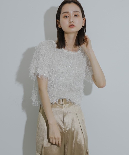 SENSE OF PLACE by URBAN RESEARCH（センスオブプレイスバイアーバンリサーチ）の「フリンジテープトップ(半袖)（その他トップス・レディース・オフホワイト/ブラック/オレンジ・ONE）」の21枚目の写真