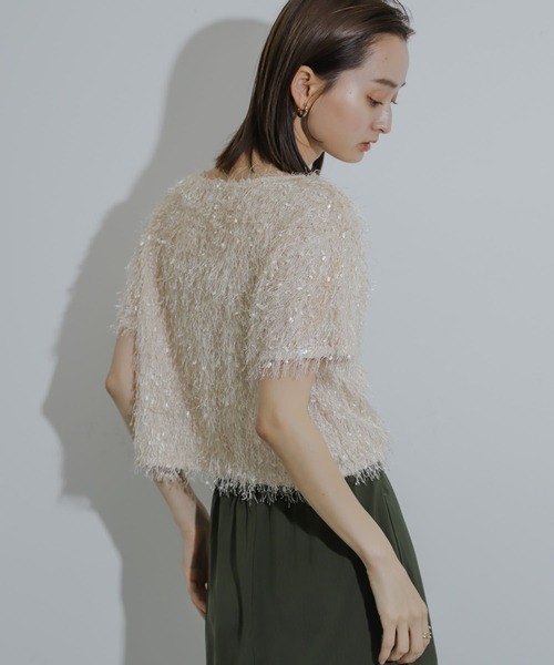 SENSE OF PLACE by URBAN RESEARCH（センスオブプレイスバイアーバンリサーチ）の「フリンジテープトップ(半袖)（その他トップス・レディース・オフホワイト/ブラック/オレンジ・ONE）」の4枚目の写真