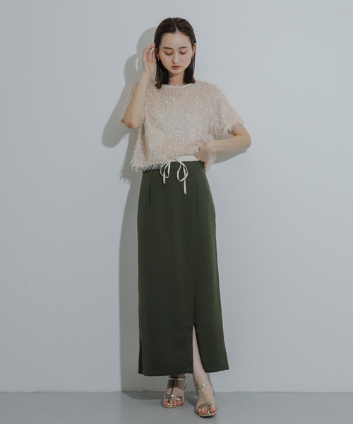 SENSE OF PLACE by URBAN RESEARCH（センスオブプレイスバイアーバンリサーチ）の「フリンジテープトップ(半袖)（その他トップス・レディース・オフホワイト/ブラック/オレンジ・ONE）」の5枚目の写真