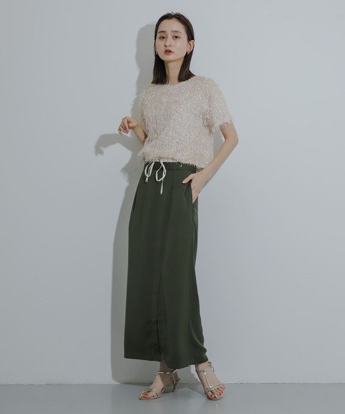 SENSE OF PLACE by URBAN RESEARCH（センスオブプレイスバイアーバンリサーチ）の「フリンジテープトップ(半袖)（その他トップス・レディース・オフホワイト/ブラック/オレンジ・ONE）」の6枚目の写真