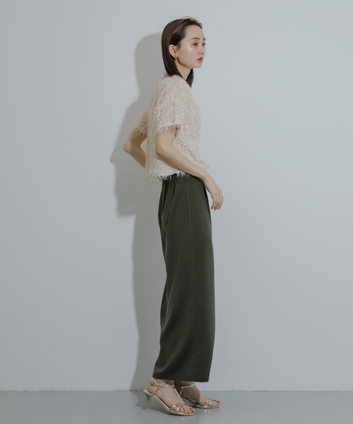 SENSE OF PLACE by URBAN RESEARCH（センスオブプレイスバイアーバンリサーチ）の「フリンジテープトップ(半袖)（その他トップス・レディース・オフホワイト/ブラック/オレンジ・ONE）」の7枚目の写真