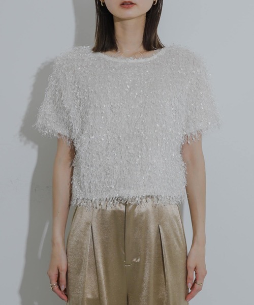 SENSE OF PLACE by URBAN RESEARCH（センスオブプレイスバイアーバンリサーチ）の「フリンジテープトップ(半袖)（その他トップス・レディース・オフホワイト/ブラック/オレンジ・ONE）」の9枚目の写真