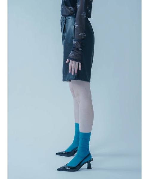 :ETHROF(イーサオブ)の「ECOLEATHER HALF PANTS(その他パンツ・レディース・ブラック/アイボリー・MEDIUM)」の3枚目の写真