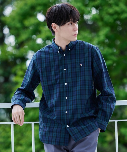 Arnold Palmer（アーノルドパーマー）の「ポリコットン チェック ピーチ 長袖 シェア シャツ（シャツ/ブラウス・レディース・グリーン/オフホワイト・LL/L/M/S/XS）」の2枚目の写真