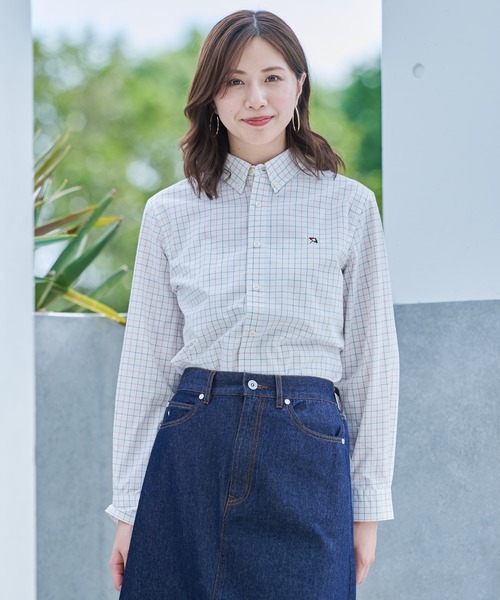 Arnold Palmer（アーノルドパーマー）の「ポリコットン チェック ピーチ 長袖 シェア シャツ（シャツ/ブラウス・レディース・グリーン/オフホワイト・LL/L/M/S/XS）」の22枚目の写真