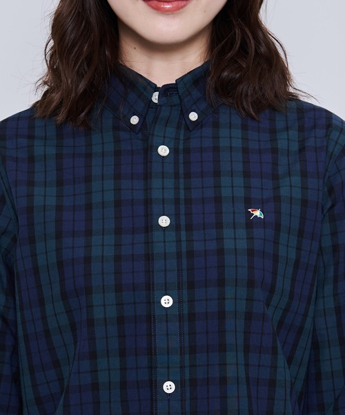 Arnold Palmer（アーノルドパーマー）の「ポリコットン チェック ピーチ 長袖 シェア シャツ（シャツ/ブラウス・レディース・グリーン/オフホワイト・LL/L/M/S/XS）」の8枚目の写真