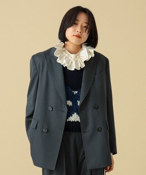 BEAMS BOY（ビームスボーイ）の「maturely / ダブル ブレステッド ジャケット（テーラードジャケット・レディース・チャコールグレー/オリーブ・0/1）」の2枚目の写真