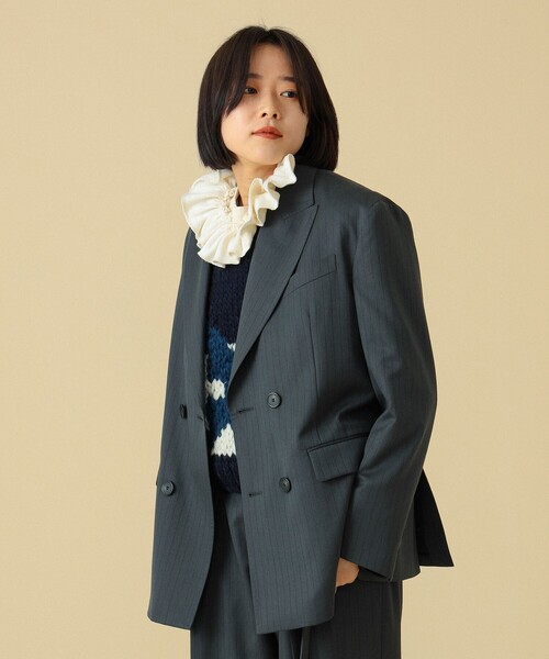 BEAMS BOY（ビームスボーイ）の「maturely / ダブル ブレステッド ジャケット（テーラードジャケット・レディース・チャコールグレー/オリーブ・0/1）」の15枚目の写真