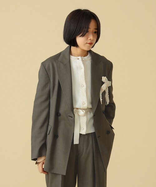 BEAMS BOY（ビームスボーイ）の「maturely / ダブル ブレステッド ジャケット（テーラードジャケット・レディース・チャコールグレー/オリーブ・0/1）」の9枚目の写真