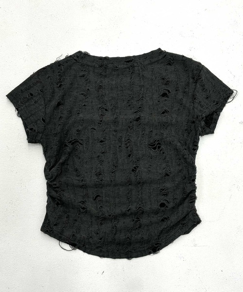 .KOM(ドットコム)の「A'GEM/9 × .kom 『.KOM/ドットケーオーエム』ブロークン蝶クロップTEE(Tシャツ/カットソー・レディース・チャコールグレー/ホワイト・S)」の13枚目の写真