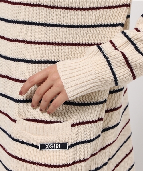 X-girl（エックスガール）の「STRIPED RIB KNIT DRESS（ワンピース・レディース・ホワイト/ネイビー・2/1）」の12枚目の写真
