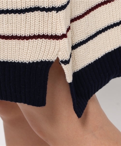 X-girl（エックスガール）の「STRIPED RIB KNIT DRESS（ワンピース・レディース・ホワイト/ネイビー・2/1）」の4枚目の写真