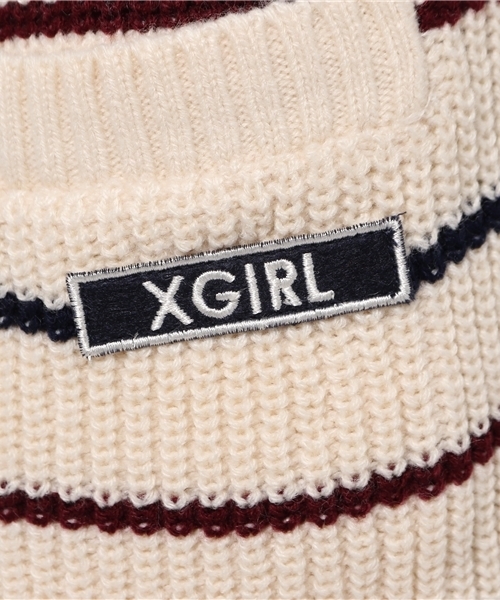 X-girl（エックスガール）の「STRIPED RIB KNIT DRESS（ワンピース・レディース・ホワイト/ネイビー・2/1）」の5枚目の写真
